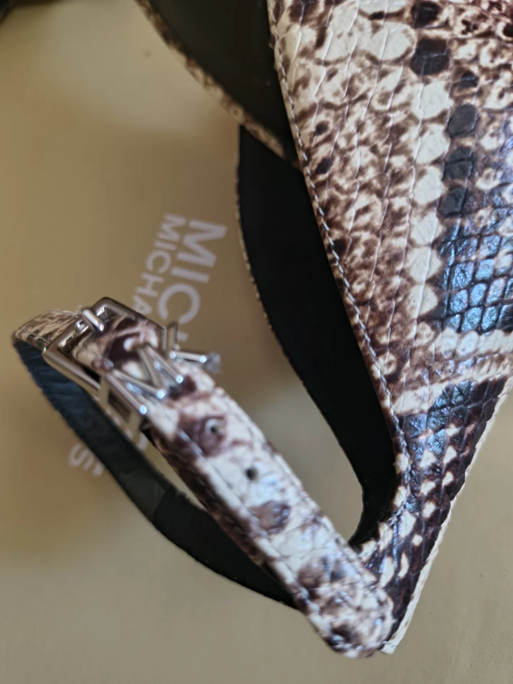 MICHAEL Michael Kors Brown Snake-Print Ankle Strap High Heels